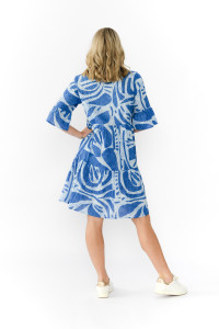 Maya Button V Neck Layer Dress