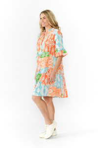 Maya Button V Neck Layer Dress