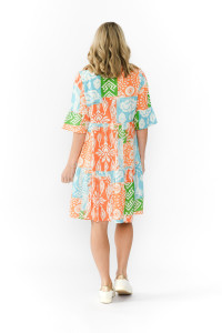 Maya Button V Neck Layer Dress