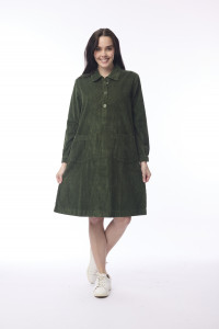 Cord Solid Dress Pockets