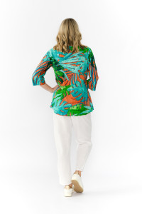 Tina V neck Pleated Top 3/4 Sleeve