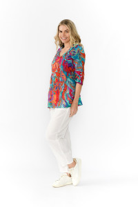 Tina V neck Pleated Top 3/4 Sleeve