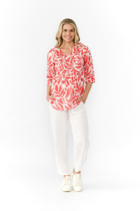 Tina V neck Pleated Top 3/4 Sleeve