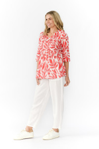 Tina V neck Pleated Top 3/4 Sleeve