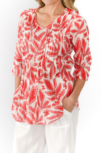 Tina V neck Pleated Top 3/4 Sleeve