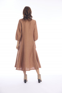 Linen Dress Puff Sleeve