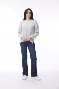 Knit Top R-neck Stripe