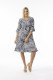 Aksharay Navy Dress Pinch Pleat Frill Sleeve