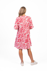 Maya Button V Neck Layer Dress