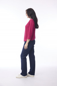 Knit Top Boat Neck 3/4 Slv