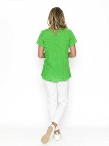 Kayla Solid Cotton Blouse Short Sleeve