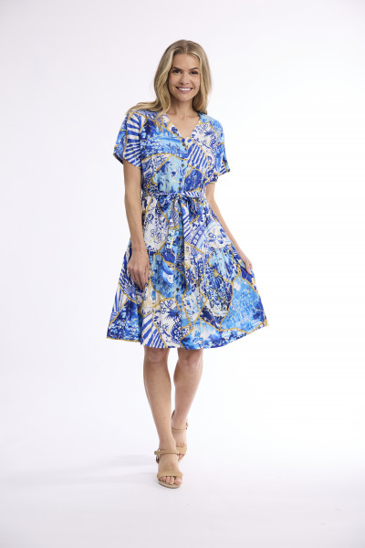 50yrs Oriental Dress V Neck Buttonthrough Short