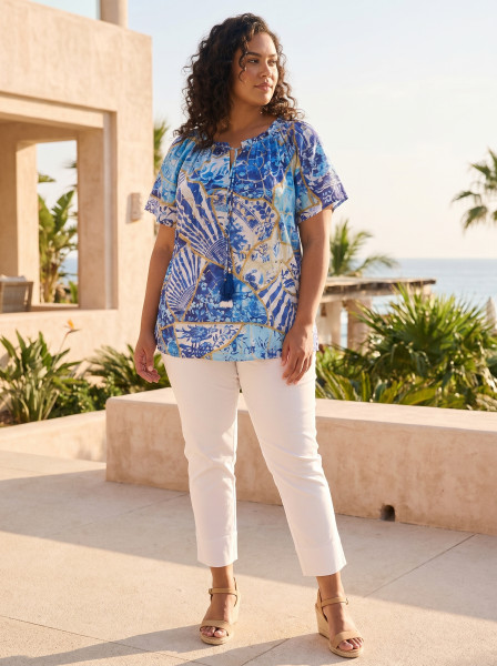 50yrs Oriental Top Frill Neckline