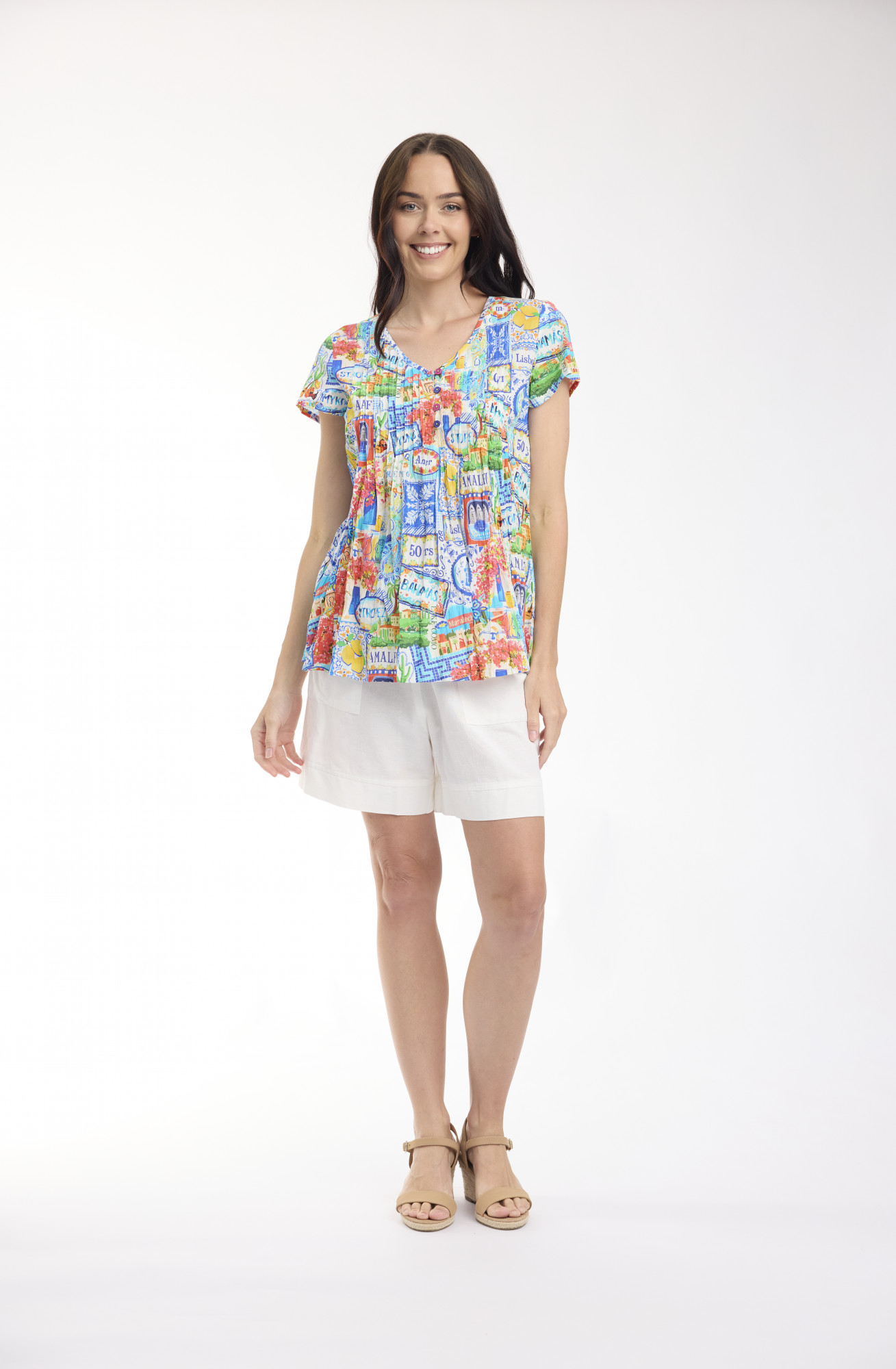 50yrs Travel Top Pleated