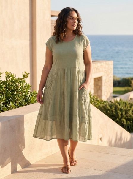 Cotton Gauze Dress Bias Pockets