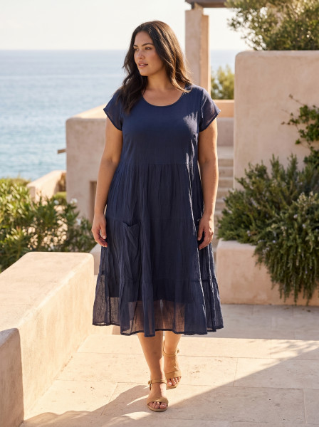 Cotton Gauze Dress Bias Pockets