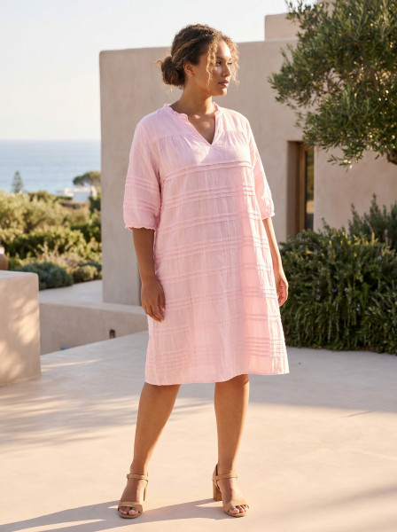 Cotton Gauze Dress Pleated