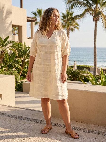 Cotton Gauze Dress Pleated