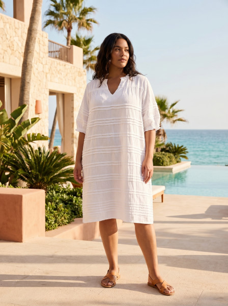 Cotton Gauze Dress Pleated