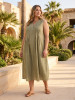 Cotton Slub Dress Maxi Pleated