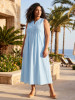 Cotton Slub Dress Maxi Pleated