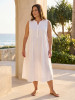 Cotton Slub Dress Maxi Pleated