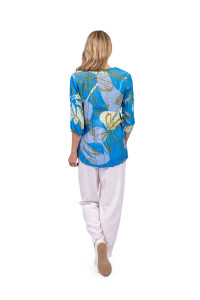 Tina V neck Pleated Top 3/4 Sleeve