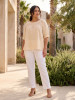Cotton Slub Top Boat Neck