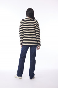 Knit Top R-neck Stripe