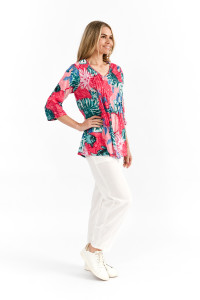 Tina V neck Pleated Top 3/4 Sleeve