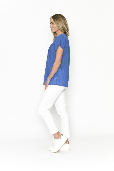 Kayla Solid Cotton Blouse Short Sleeve