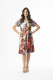 Printed Cotton Dress Contemporary Short Sleeve V
