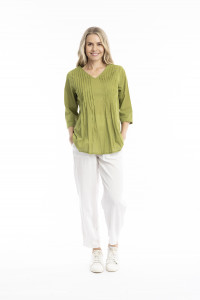 Evie Pleated Top with 3/4 Sleeve