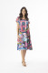 Printed Cotton Dress Shift Flair Crew
