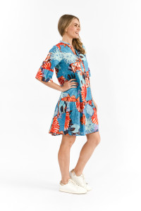 Maya Button V Neck Layer Dress