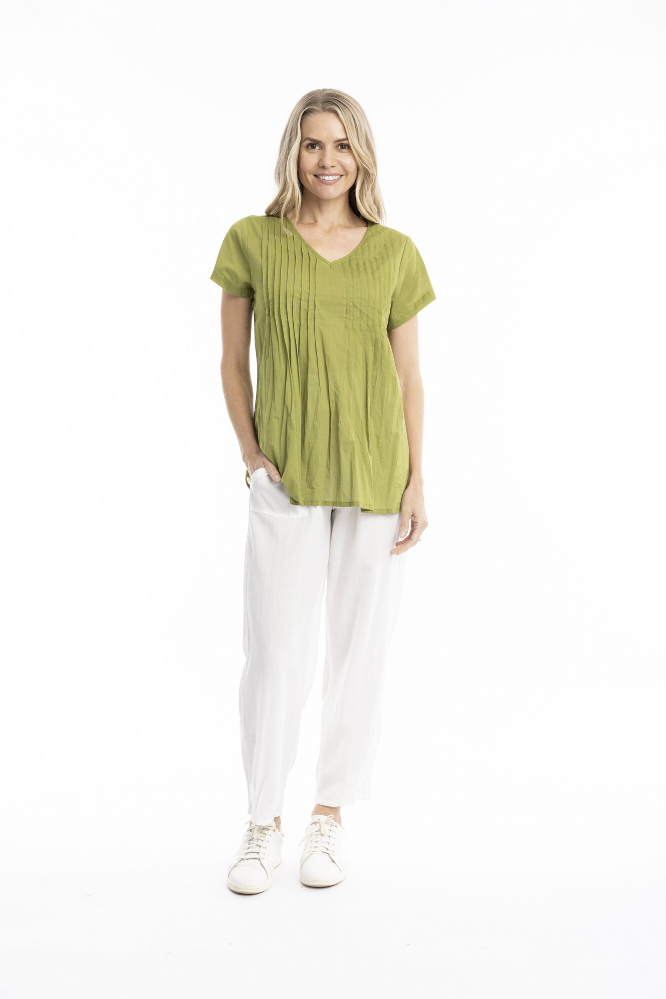 Kayla Solid Cotton Blouse Short Sleeve