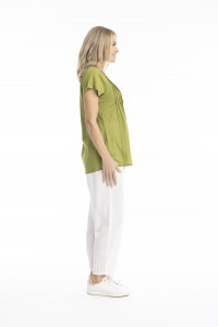 Kayla Solid Cotton Blouse Short Sleeve