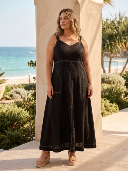Linen Blend Dress Strappy