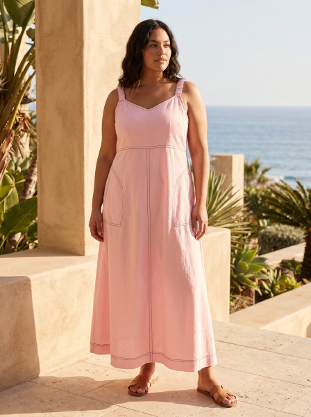 Linen Blend Dress Strappy
