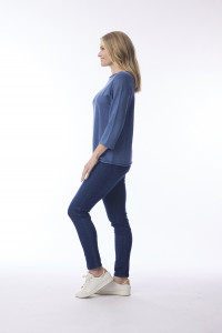 Knit Top Boat Neck 3/4 Slv