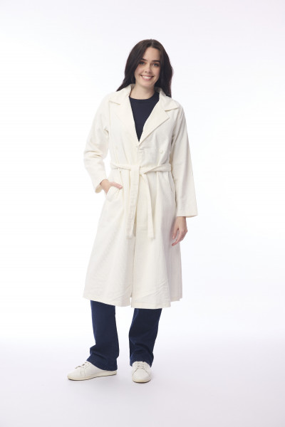 Cord Solid Trench Coat