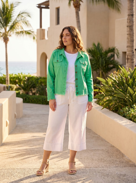 Linen Blend Jacket Fringe