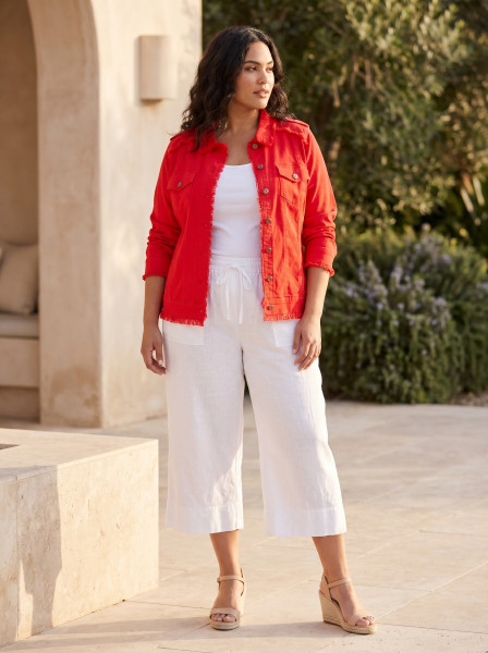 Linen Blend Jacket Fringe