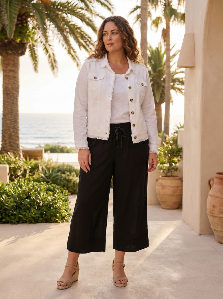 Linen Blend Jacket Fringe