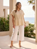 Linen Blend Top Vneck