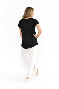Kayla Solid Cotton Blouse Short Sleeve