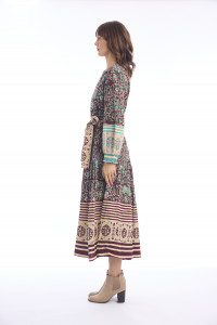 Block Dress Maxi Tie Waist