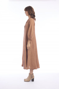 Linen Dress Puff Sleeve