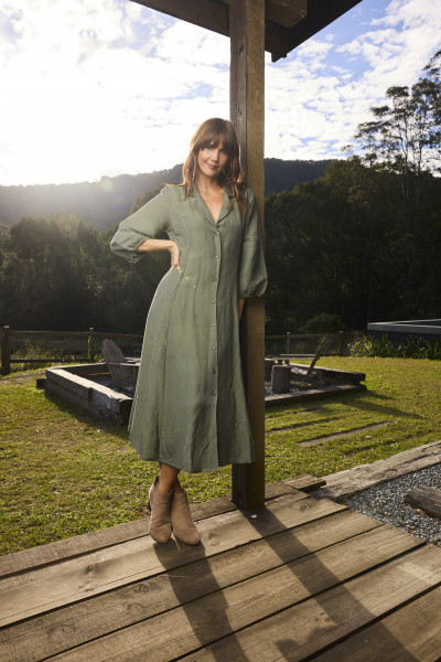 Linen Dress Puff Sleeve