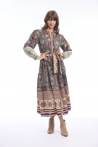 Block Dress Maxi Tie Waist